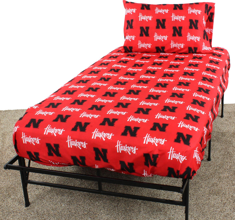 Nebraska Printed Sheet Set Twin - Solid by College Covers