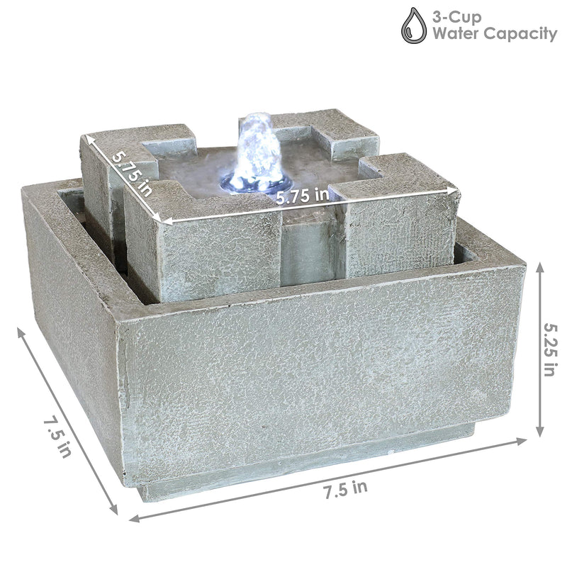 Sunnydaze Square Dynasty Bubbling Indoor Tabletop Water Fountain - Tabletop Water Feature - 7-Inch Square Indoor