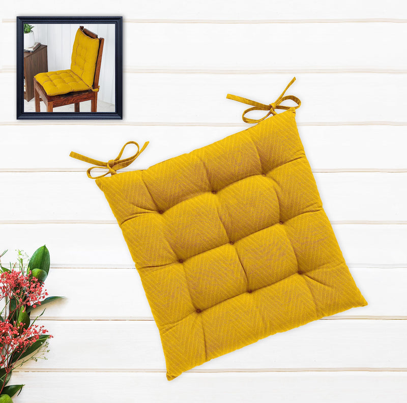 Oasis Home Collection Cotton Shell with Mixed Fiber Filling Pack of 1 Solid Color Chair Cushion - Yellow