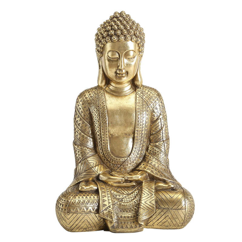 WHW Whole House Worlds Big Golden Temple Buddha 15.25 Inch Tall Figure of Seated Padmasana Buddha, Museum Quality Sculpture, Reproduction Art from The Serenity Collection