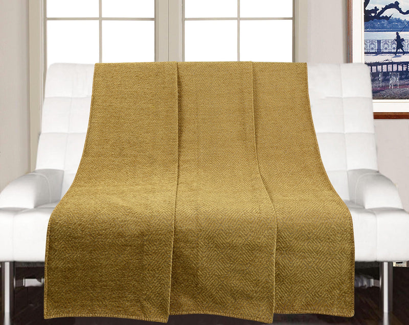 Saral Home Chenille 2 Seater Sofa Cover Throw (Gold, 140x160 cm)