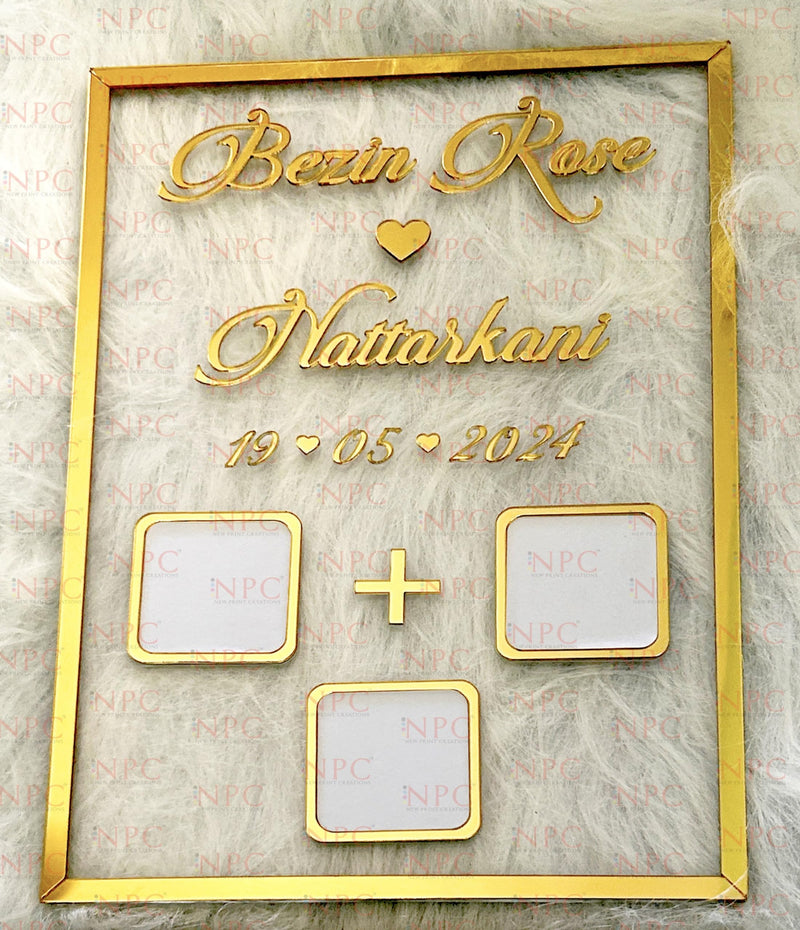Couple Thumb Impression Gift (21 Cm X 29.7 Cm)| Wedding Thumb Print | Couple Gift| Finger Print Gift| Personalized Text | Golden Metal Design| Anniversary Gift