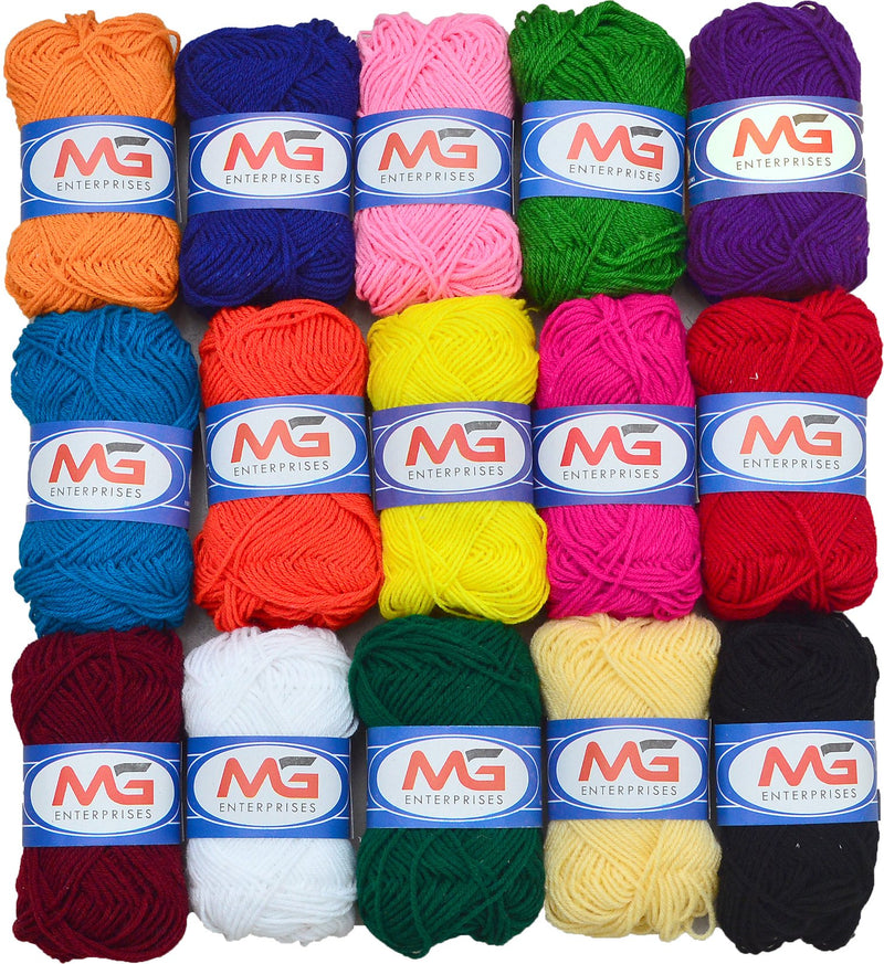 M.G ENTERPRISE Hand Knitting Art Craft Soft Fingering Crochet Hook Yarn Wool Ball - Pack of 15