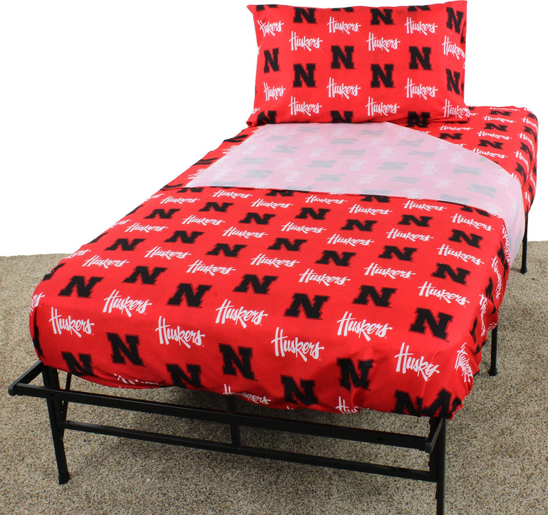 Nebraska Printed Sheet Set Twin - Solid by College Covers