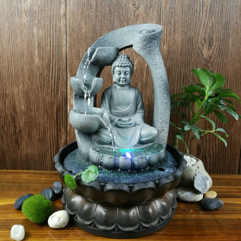 Xshelley 11 inch Buddha Resin Tabletop Fountain Decoration