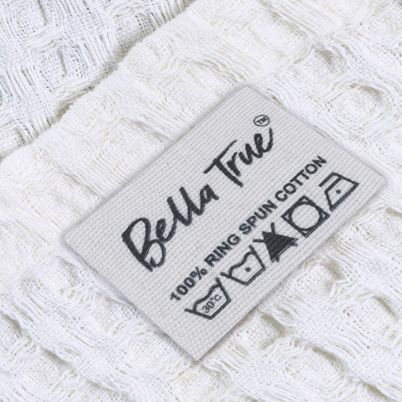 BELLA TRUE Lightweight Cotton Blanket Waffle Weave Thermal Blanket, Perfect for Layering Any Bed Super Soft All-Season Bed/Throw Blanket - Queen (90 x 90 inches), Ivory