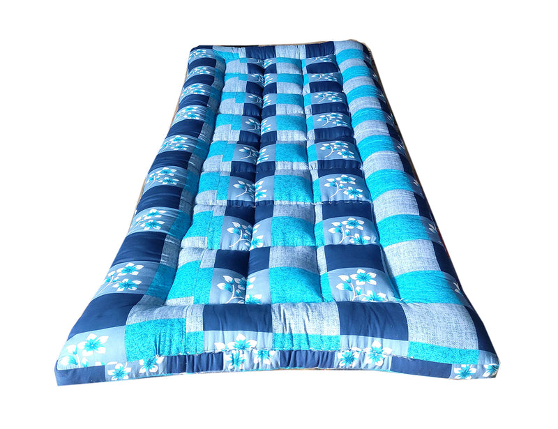 Jeysree Fashions Kapok Silk Cotton-Ilavam Panju Foldable Mattress, 6.25x2.5 ft, Blue