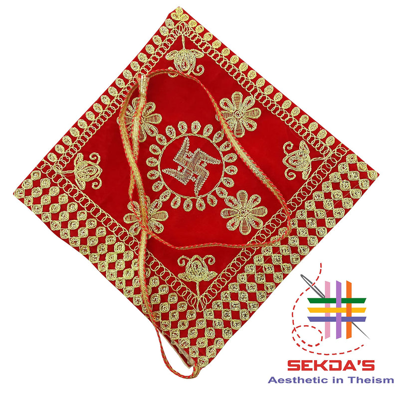 MODEST Red Colour Square Size Ramayan/Geeta Or Any Spiritual Holy Books Cover (Size 24X24 Inch)