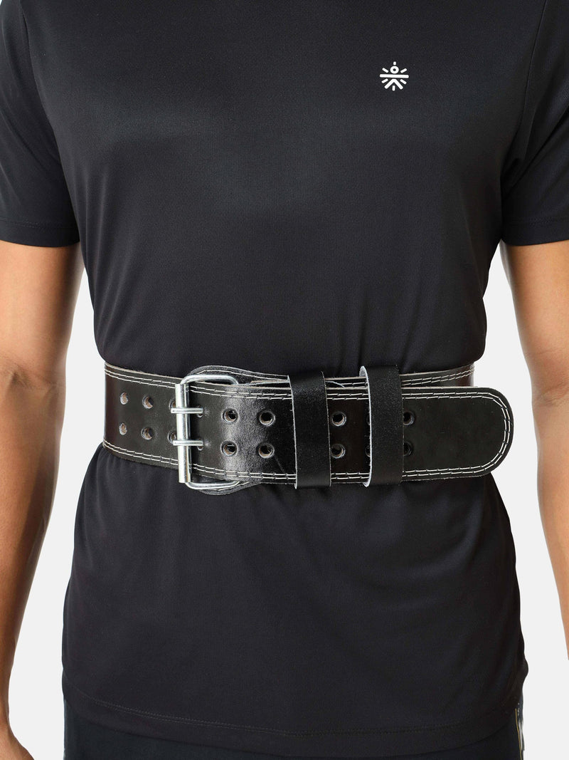 HRX Gym Belt for Weightlifting Workouts Deadlifts Powerlifts | Back Support for Exercise (HRGB01LEBKSL_Black_S)