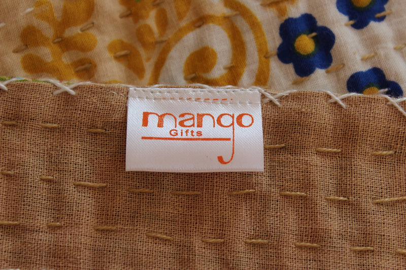 Mango Gifts Pure Cotton Kantha Style Bed Spread Indian Gudri Bed Cover Queen Size by Mango Gifts