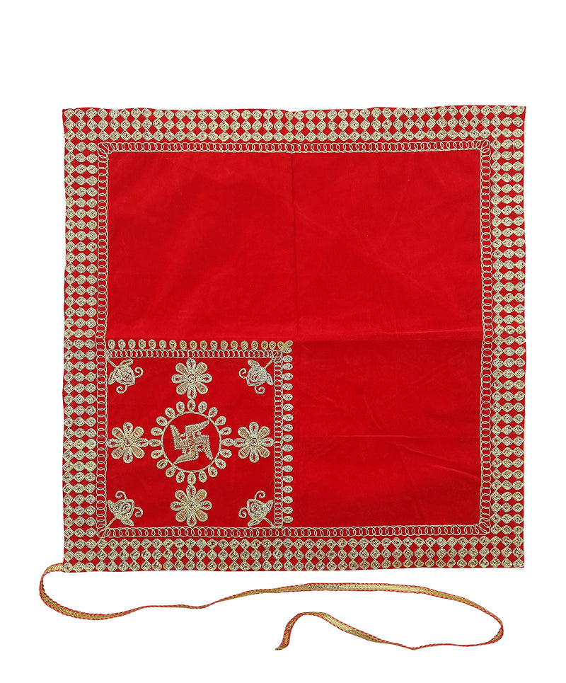 MODEST Red Colour Square Size Ramayan/Geeta Or Any Spiritual Holy Books Cover (Size 24X24 Inch)