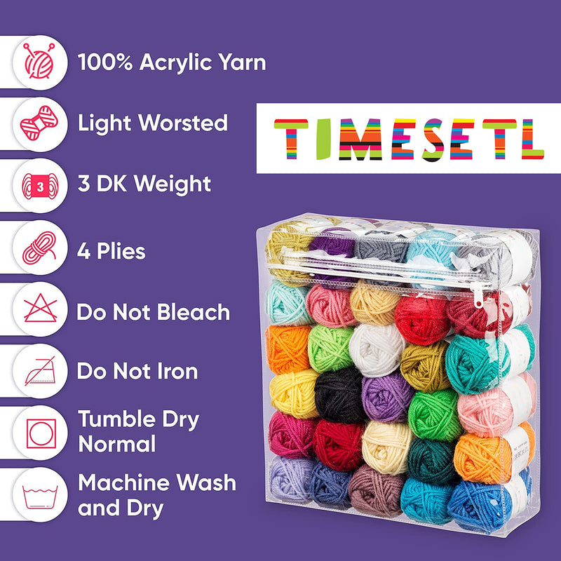 TIMESETL Acrylic Wool Yarn Randomly Send Multicolored for Crochet and Knitting. 12 Pcs