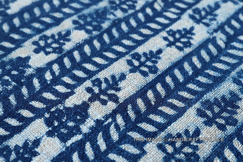 Ravaiyaa - Attitude is everything Luxury Handmade Block Printed Soft Cotton Throw Hand Loom Home Sofa Covers Throw 45” X 66” Inch (Indigo Blue)