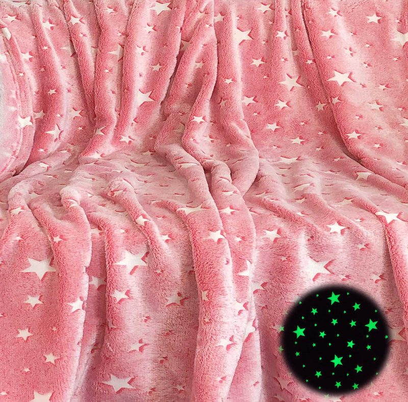 AHC Glow in The Dark Polyester Microfiber Blanket for Kids (Pink 150 x 100 cm)