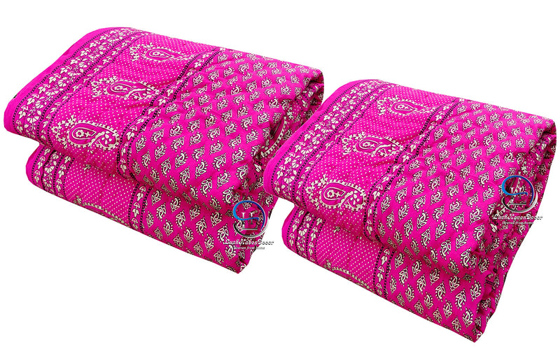 HASHIREX 300 TC TC Single Bed Jaipuri Razai Organic Pure Cotton Jaipuri rajai Ac Quilt for All Season Soft Light Weight Rajasthani Traditional Cotton Comforter 85 x 55 inch Pink, Pack of 2