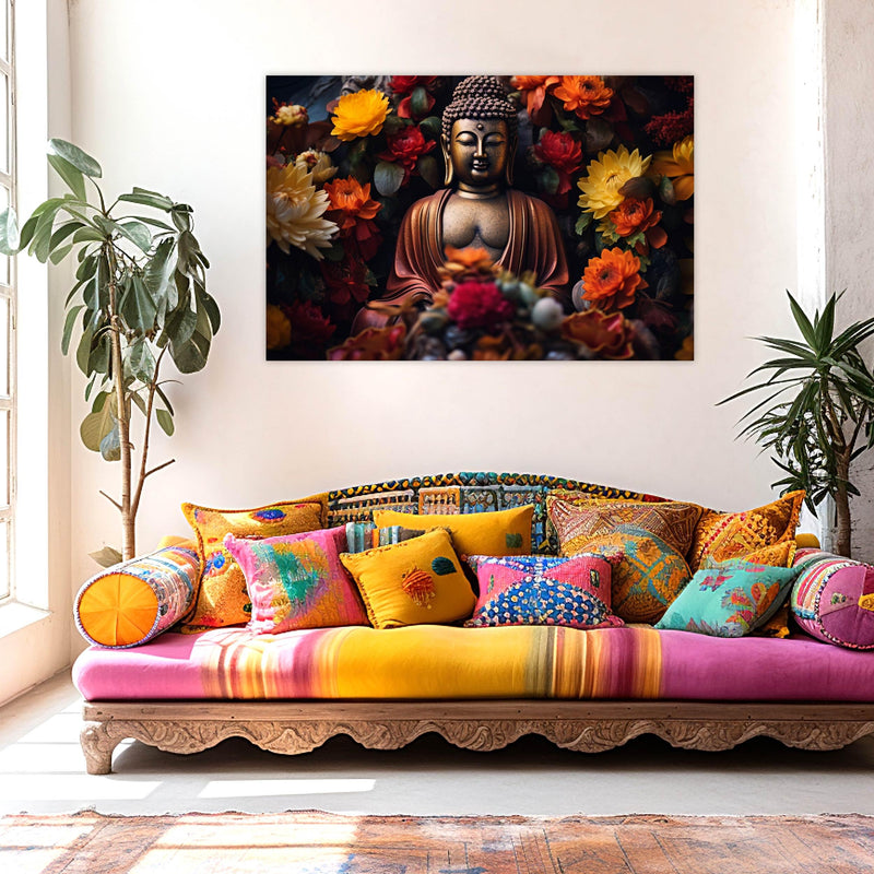 Indianara Rolled Sparkled Gautam Buddha Art Print for Room Décor Digital Reprint 36 inch x 24 inch Painting (10739PST)