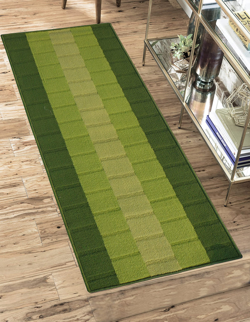 Status Interieur Anti Skid Washable Micro Polyester Luxury Floor Door Mat Runner, Combo Set of 2 Pcs (Green.)