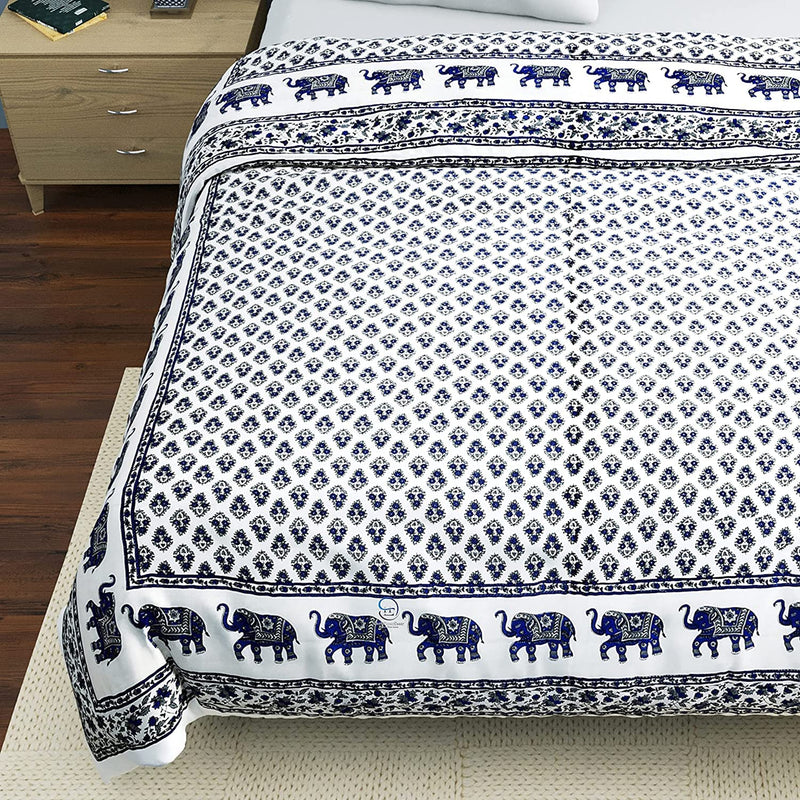 WORLDNEX 400 GSM Soft Light Weight Rajasthani Traditional Jaipuri Hand Block Print Summer and Winter Cotton Double Bed Quilt Razai [Double Bed 90 x 105 Inch] (Design 9)