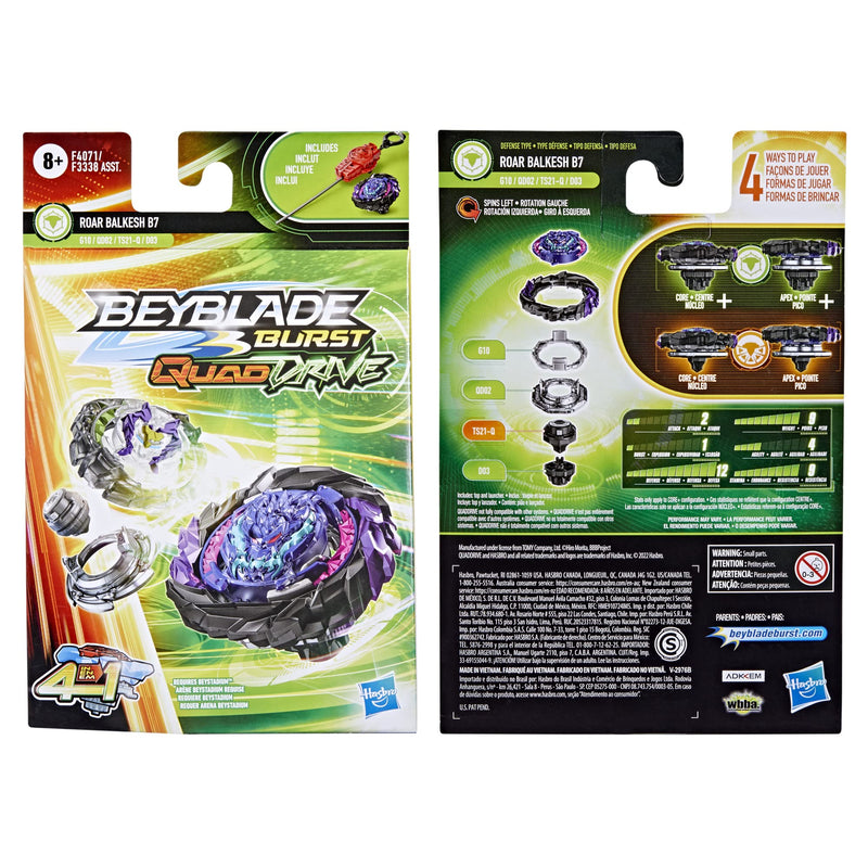 BEYBLADE Burst QuadDrive Roar Balkesh B7 - Bey Blade Spinning Top Starter Pack Toy, Beyblade Battling Game Top Toy with Launcher for Kids Ages 8+, Original Beyblade by Hasbro