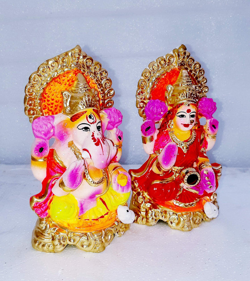 B S NATURAL Lord Lakshmi JI Ganesh Pair Idol Statue (4 x 5, Multicolour)