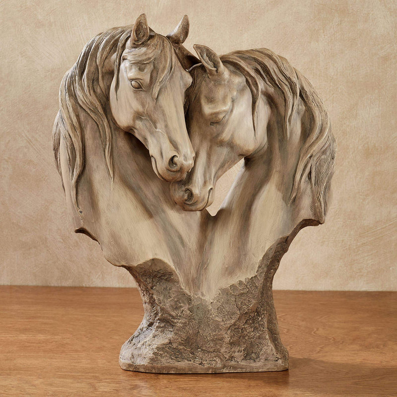 Touch of Class Loving Horses Table Sculpture Tan