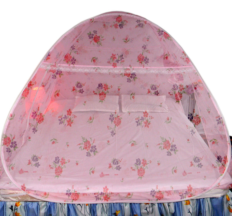 Healthy Sleeping Foldable Polyester Double Bed Mosquito Net (Light Pink)