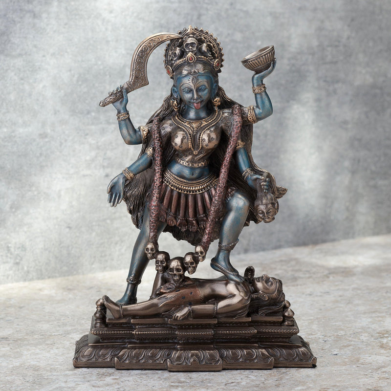 Veronese Design 7 3/4 Inch Kali Hindu Goddess Standing On Lord Shiva Cold Cast Resin Bronze Finish Statue