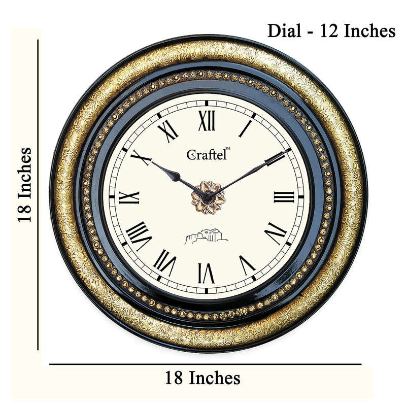 Craftel Brass Roman Dial Clock Antique Decorative Wall Clock for Bedroom Living Room Home and Office (Antique Gold)