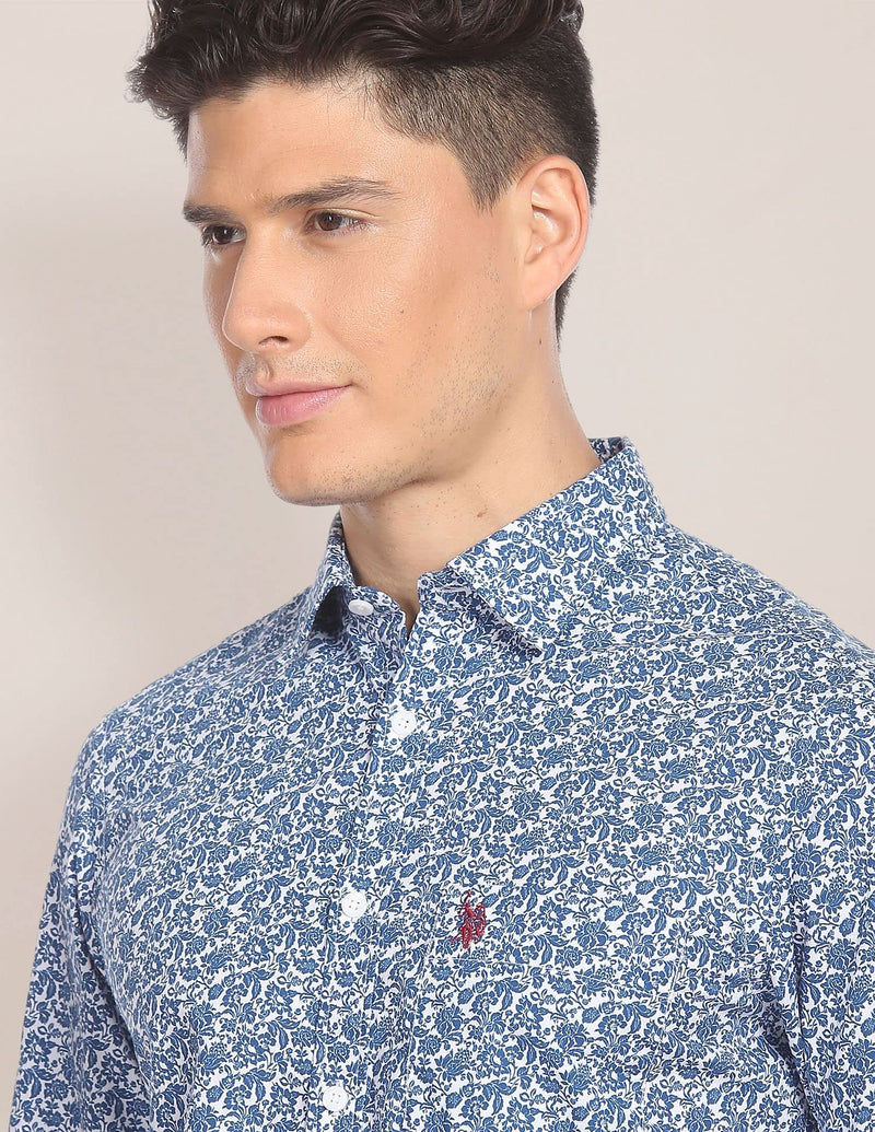 U.S. POLO ASSN. Mens Printed FS Shirts (USSHTFX0094_LT. BLUE_XL)