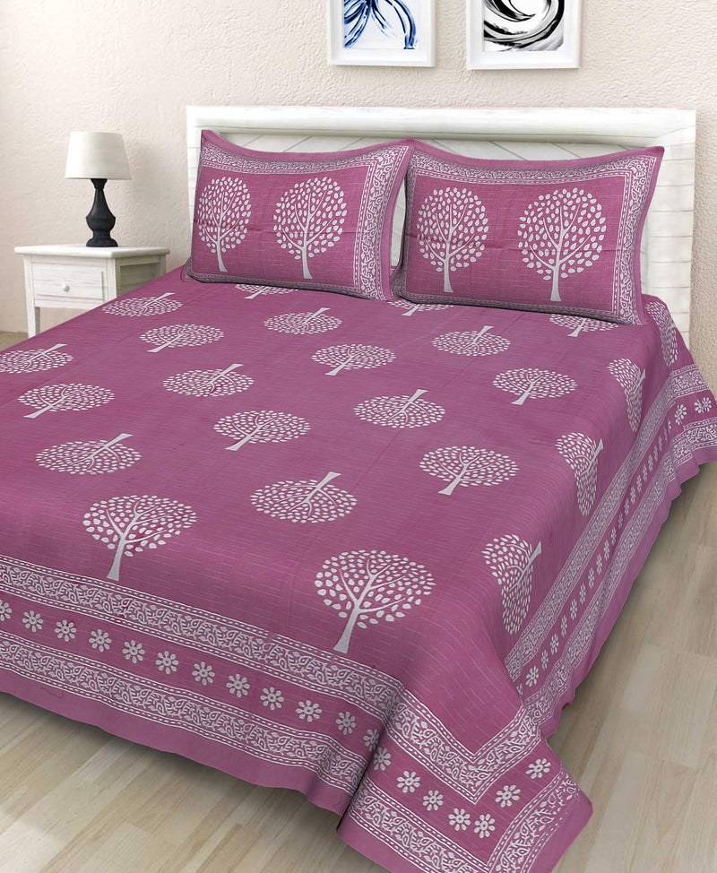 Monique Premium 100% Cotton Rajasthani Jaipuri Traditional Queen Size Double Bedsheet with 2 Pillow Covers (CHOTAPED-PK)