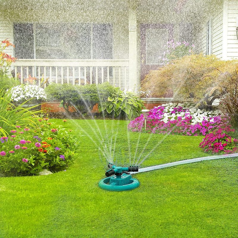 EPISKEY® Pipe And Sprinkler Set Automatic Garden Sprinkler 360 ° Rotating Adjustable Water Sprinkler Set With heavy Duty Braided 15 Meter hose Pipe,jointer, and 2 pcs leakProof Clamps for Plant Irrigation and Kids Playing