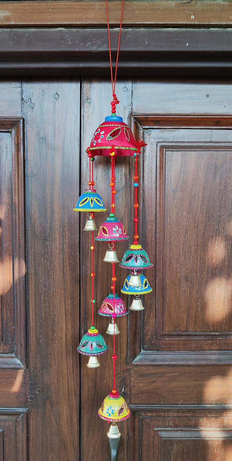 Craftoholics Rajasthani Wind Chime Decorative Hanging for Garden,Balcony, Courtyard and Outside Home Decor Multicolour 25inch