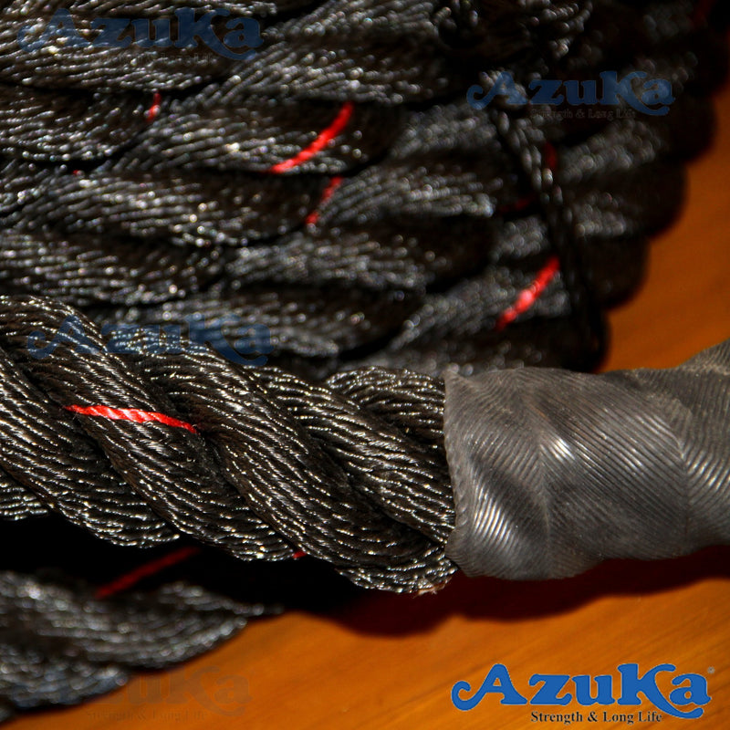 Azuka The Ultimate Fitness Battle Black PP Ropes with Red/ Yellow Tracer (1.5 x 50 ft)