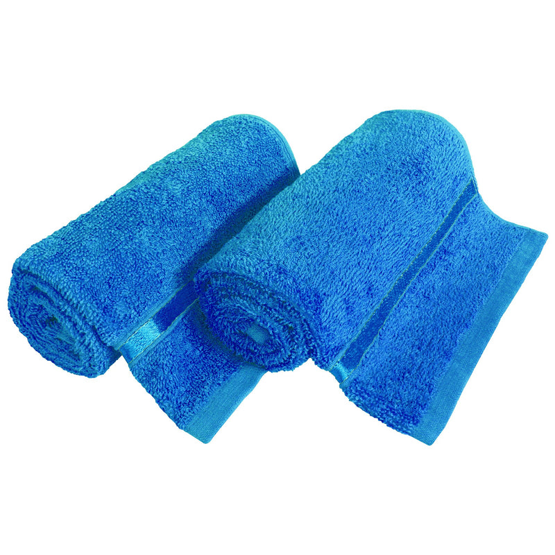 Story@Home 100% Cotton 450 GSM Ultra Soft, Super Absorbent, Antibacterial, Gym, Workout, Yoga Hand Towel (Blue, Set of 2)