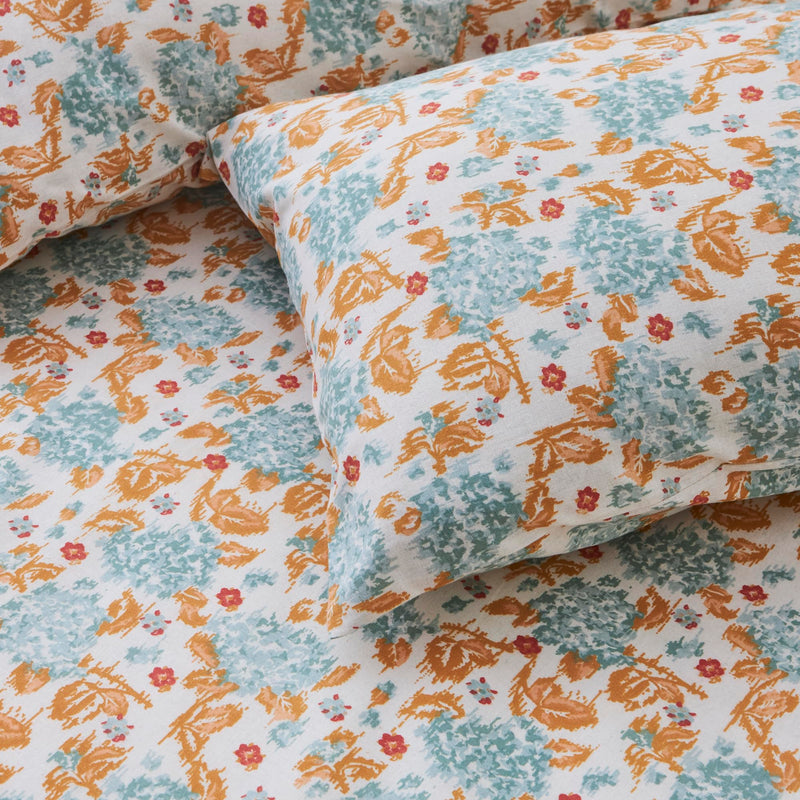 TEAL by Chumbak Bedsheets - Queen Size (Pixel Florals Teal)