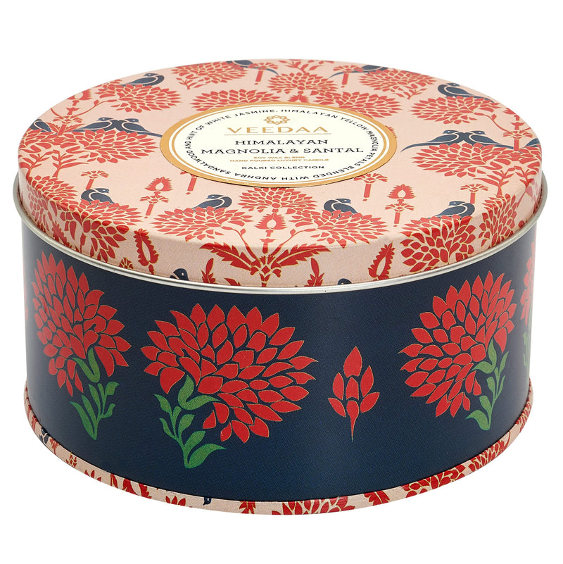 VEEDAA Himalayan Magnolia & Santal 3 Wick Tin Soy Wax Scented Candle (Burns 40 Hours)