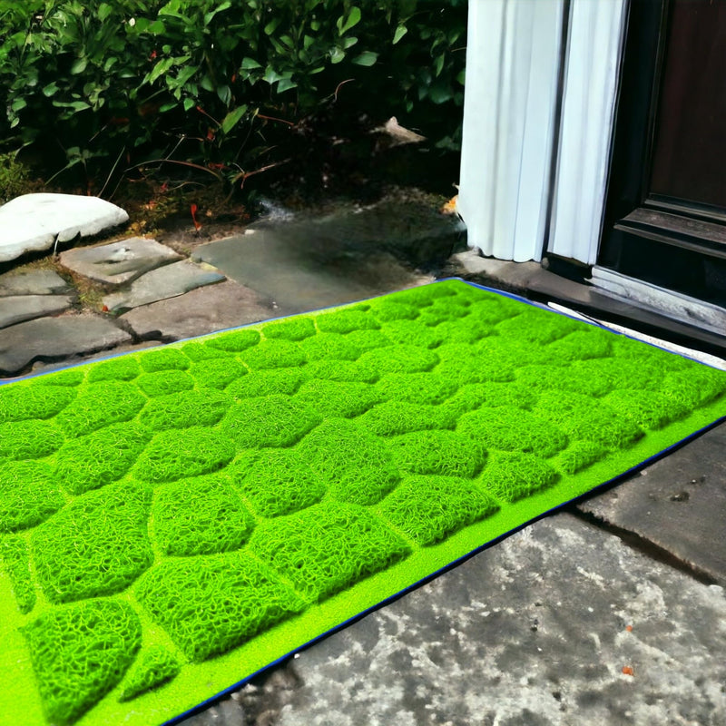 Motella Crafts Pvc Cushion Noodle Stone Design Modern Rectangular Shape Mat For Home Entrance, Indoor Outdoor Anti Slip Pvc Floor Mat For Bedroom Kitchen, Office (40*60 Cm(16*24 Inch), Green)