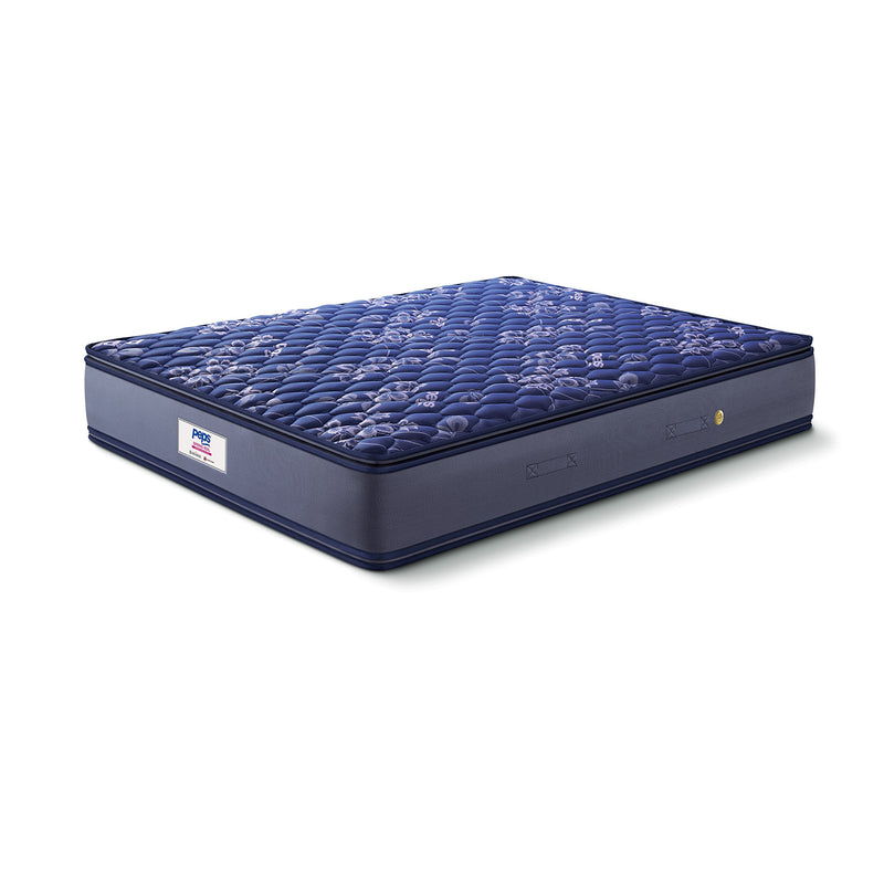 peps Springkoil Bonnell Pillow Top 8-inch Queen Size Spring Mattress (Dark Blue, 78x60x08) with Two Free Pillow