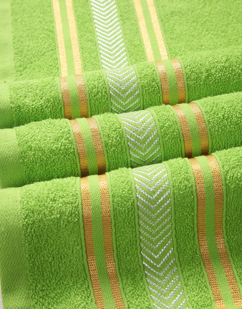 DIVINE OVERSEAS Essence Extra Light Weight Soft, Absorbent, Durable, Reasonable, Quick Dry -100% Ring-Spun Cotton Yarn - 400 GSM (Pack of 10 Family Towel Set, Natural Green)