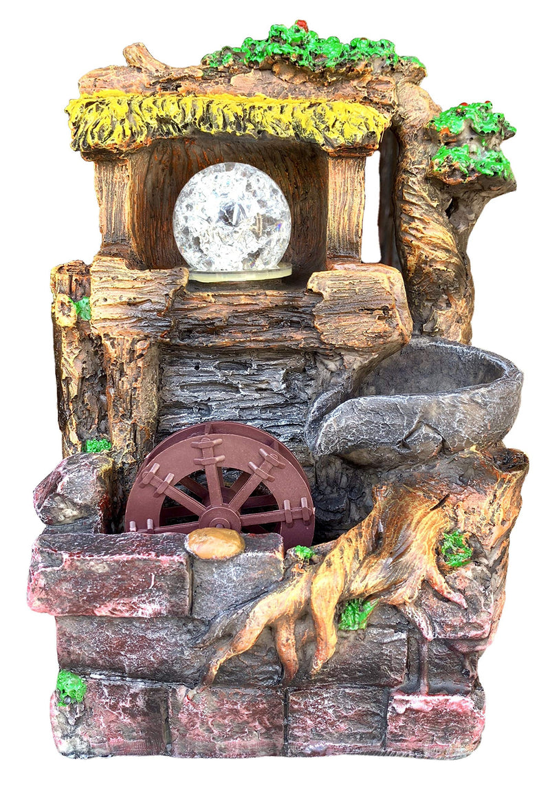 Unknown Water Fountain Tree Rolling Ball & Wheel Led Light Indoor/Outdoor Water Pump Included 10" Inch Statue