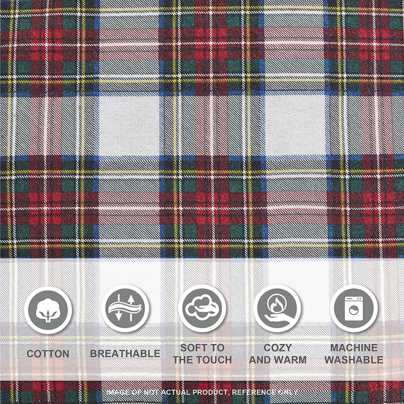 Comfort Spaces Cotton Flannel Breathable Warm Deep Pocket Sheets With Pillow Case Bedding, King, Scottish Plaid Red