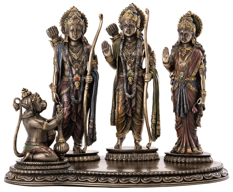 Top Collection Rama, Sita and Lakshmana Worshiped by Hanuman Statue - Hindu Gods Sculpture in Premium Cold Cast Bronze - 7.5-Inch Collectible Figurine