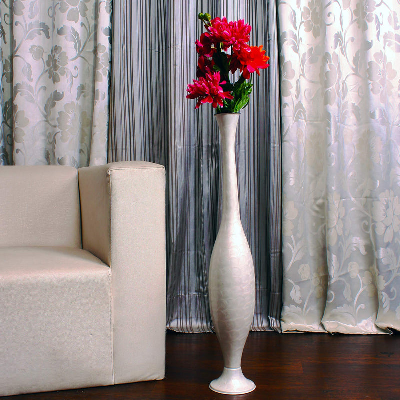 Alnico Decor Metallic White Big Corner Flower vase - 31 Inch