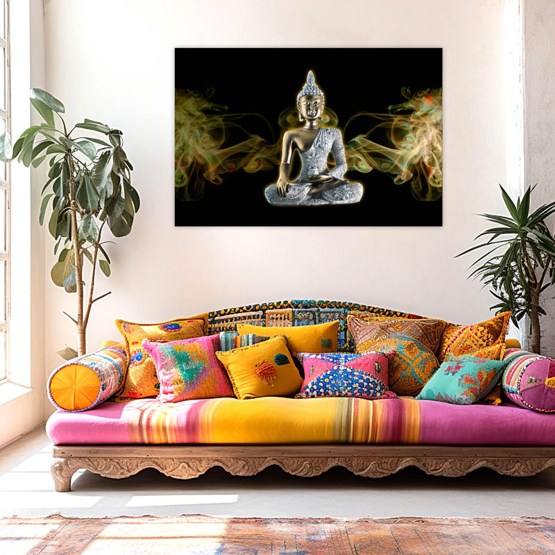 Indianara Rolled Sparkled Gautam Buddha Art Print for Room Décor Digital Reprint 36 inch x 24 inch Painting (10731PST)