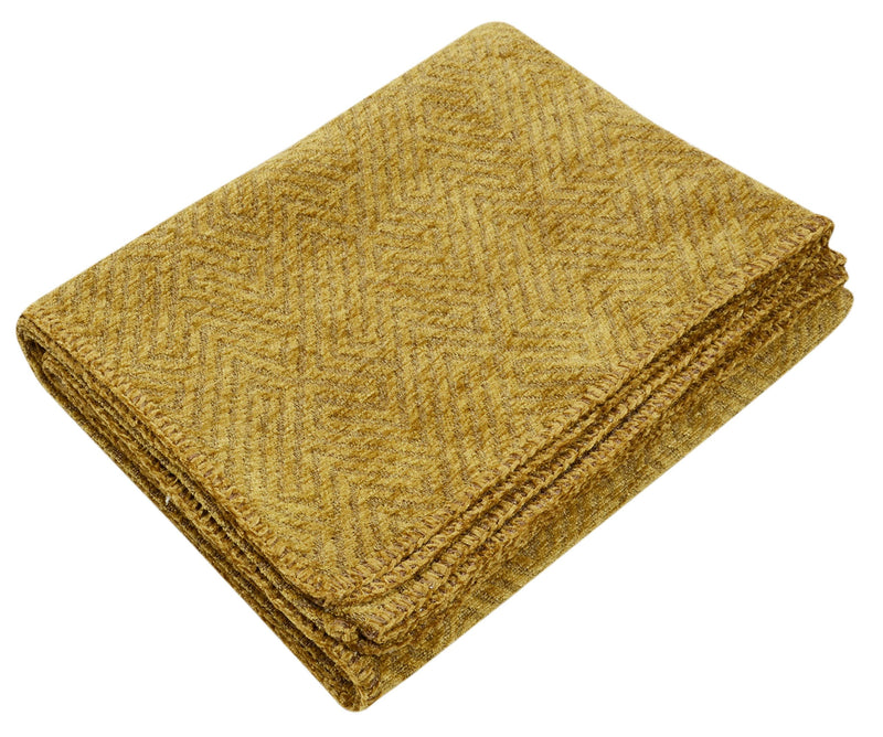 Saral Home Chenille 2 Seater Sofa Cover Throw (Gold, 140x160 cm)