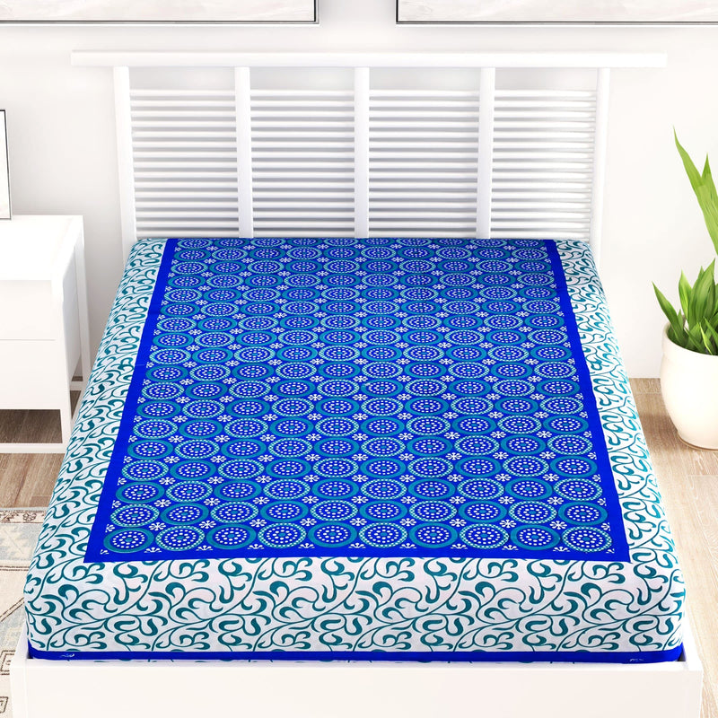 Bombay Spreads Cotton 144 TC Bedsheet (Blue_Single)