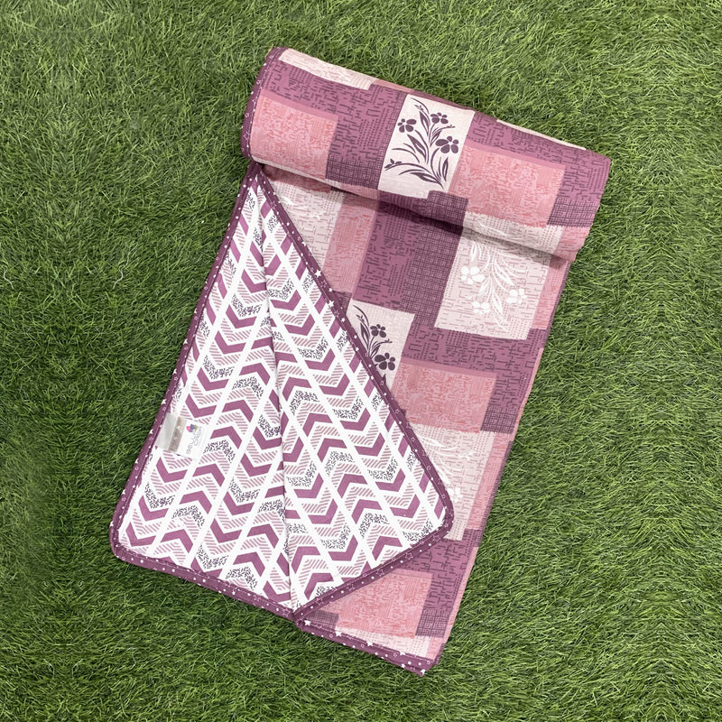 Bella Casa 100% Cotton, Reversible Single Dohar/AC Blanket 152 cm X 228 cm -Pink Colour