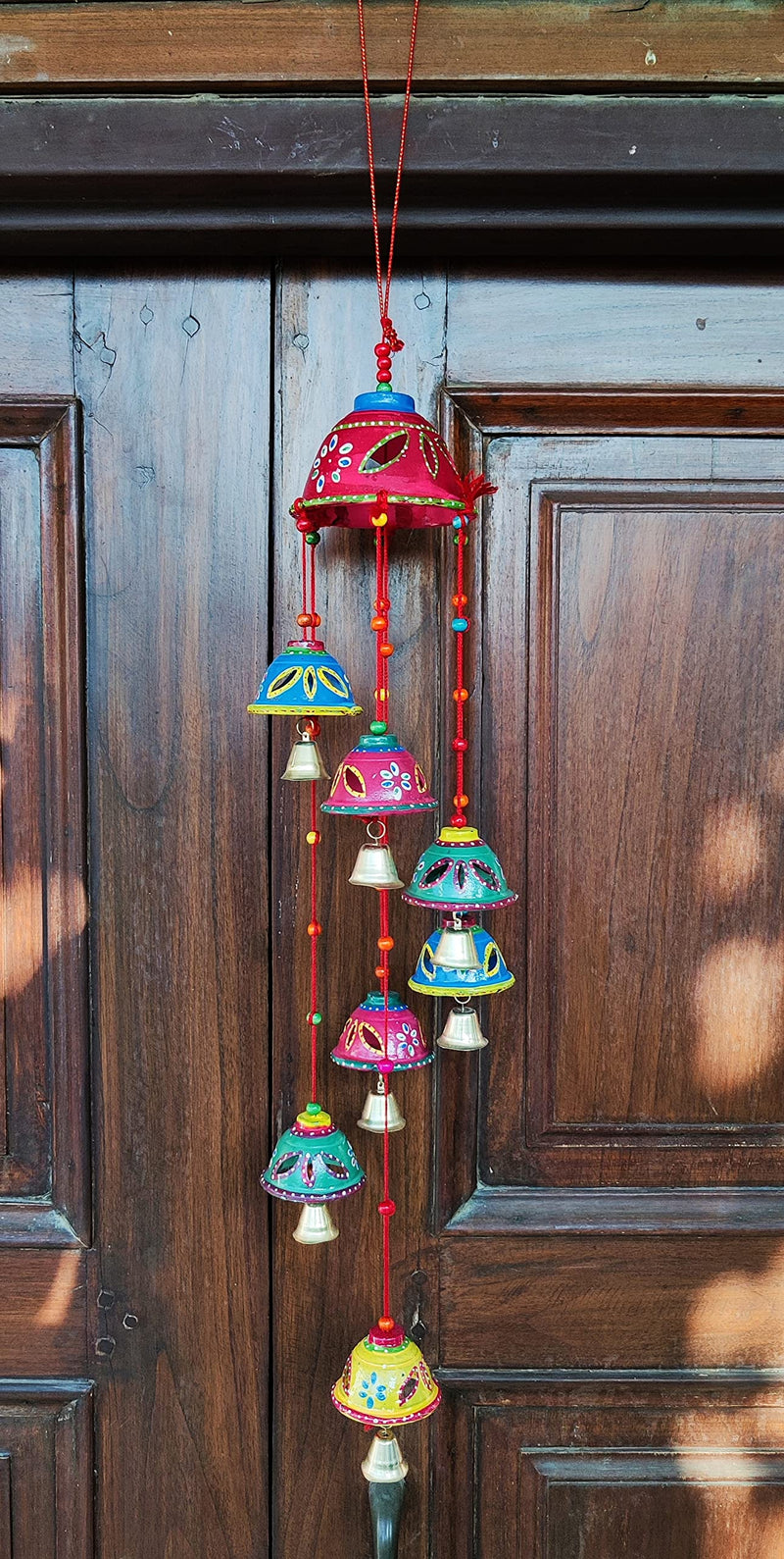 Craftoholics Rajasthani Wind Chime Decorative Hanging for Garden,Balcony, Courtyard and Outside Home Decor Multicolour 25inch