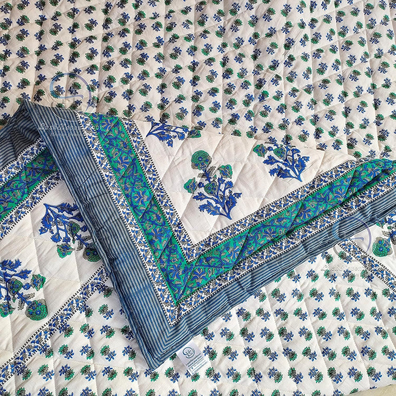 PALMTREE- Double Bed Organic Cotton Jaipuri Razai Bed Blanket Ac Quilt for Winter Soft Light Weight Rajasthani Traditional Rajai Size 90X108 inch