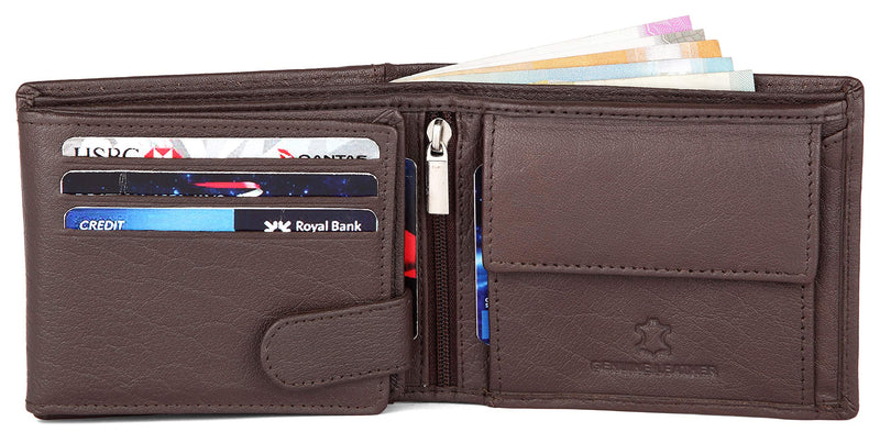 WildHorn Brown Leather Wallet for Men I 9 Card Slots I 2 Currency & Secret Compartments I 1 Zipper & 3 ID Card Slots